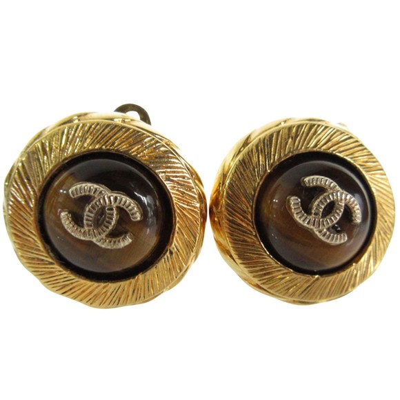 Chanel Coco Mark Gold Gold Plated earring - Picture 1 of 5